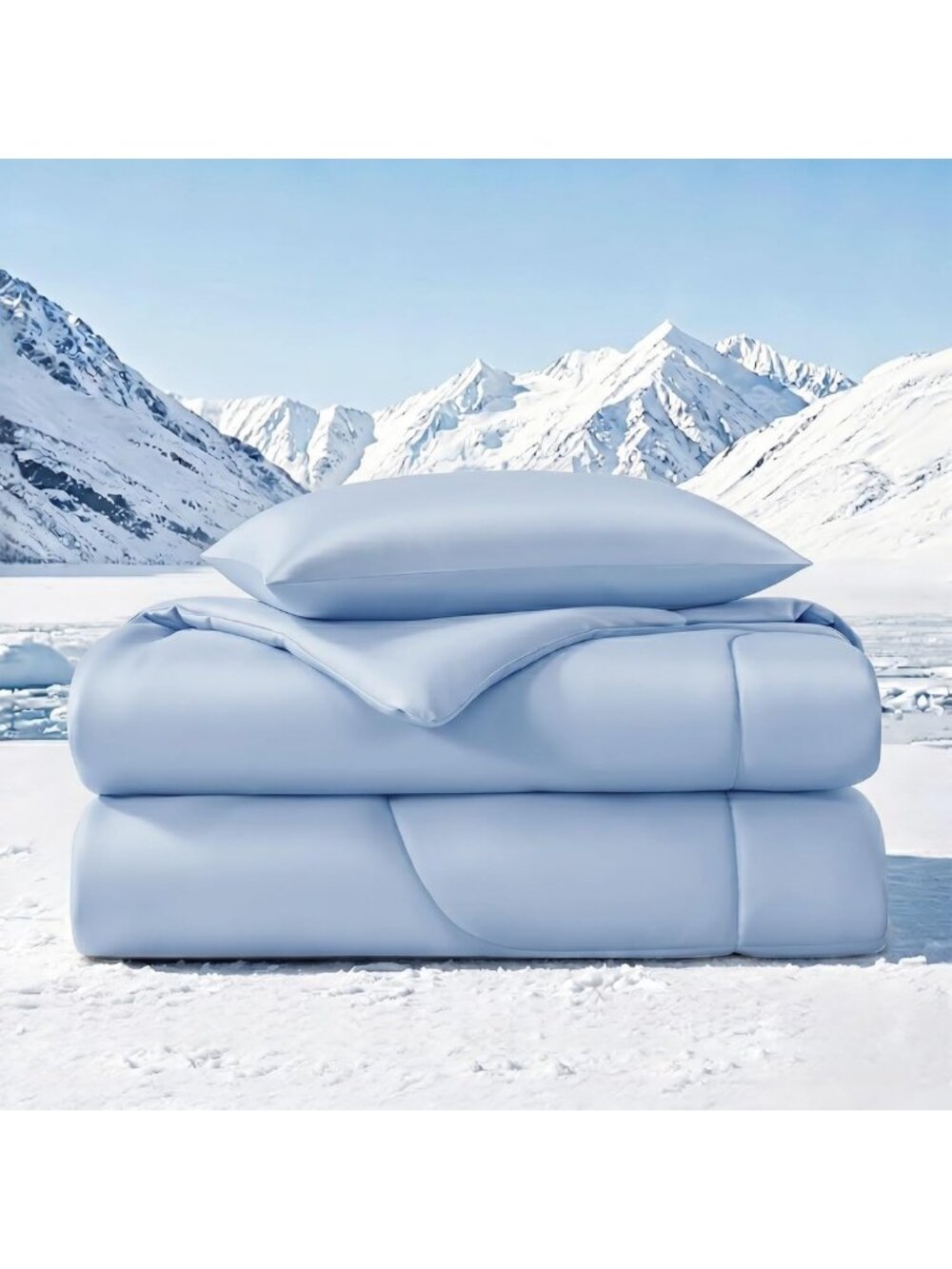 Breathable Cooling Comforter Set with Fitted Sheet - Queen Size Bedding